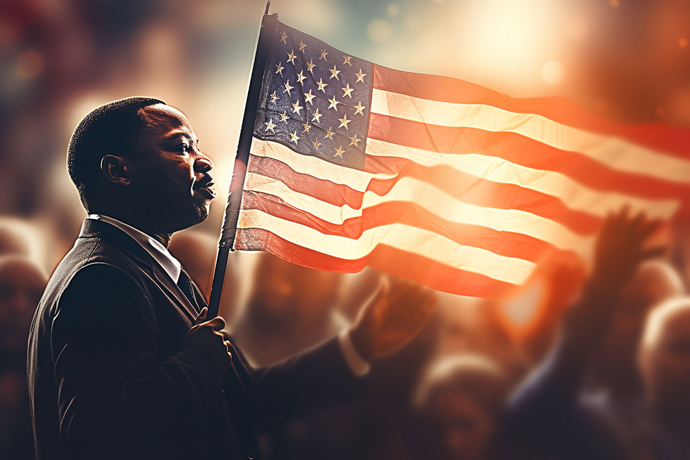 Martin Luther King Next to American Flag