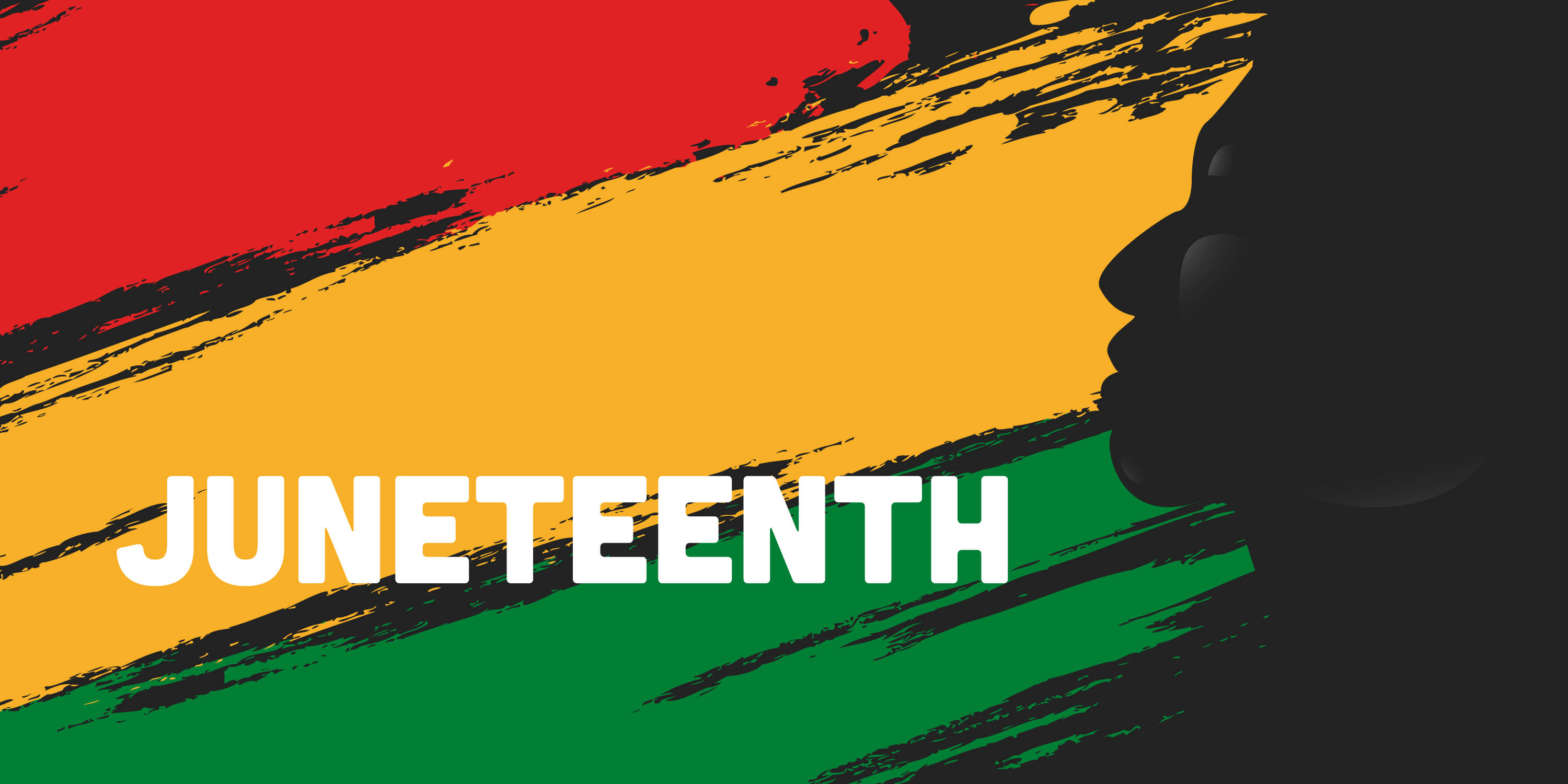  juneteenth freedom day horizontal banner with african man silhouette on brush